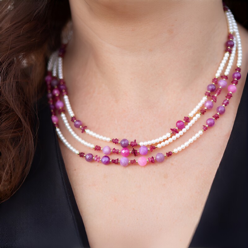 Mozambique Ruby Silver Necklace (Riya)