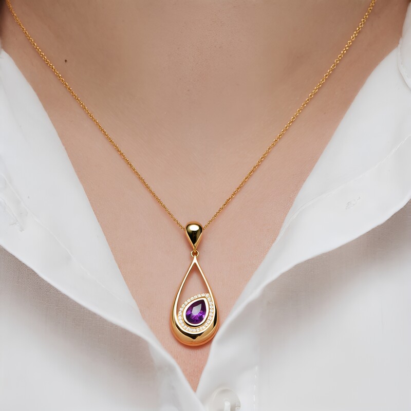 Zilveren hanger met een Siberische amethist