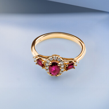 Bague en or et Rubis AAA du Mozambique