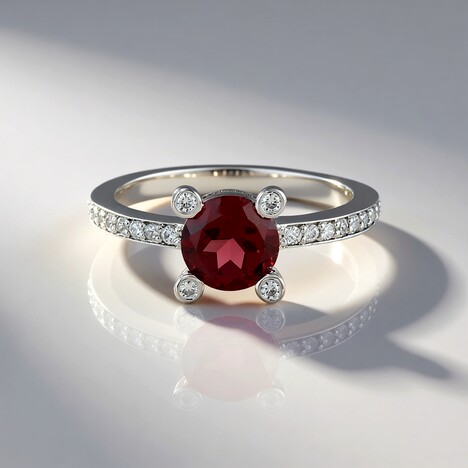 Anello in argento con Granato Mozambico