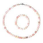 Pinkfarbener Opal-Silberset