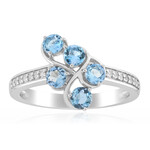 Zilveren ring met Santa Maria-aquamarijnstenen