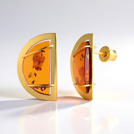 Orecchini in argento con Ambra Baltica Cognac (dagen)