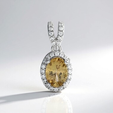 Unheated Yellow Tanzanite Silver Pendant
