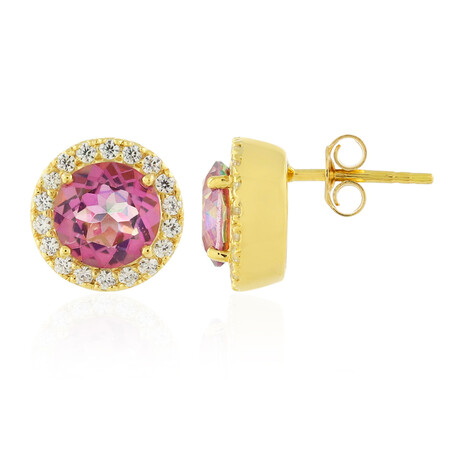 Orientroter Quarz-Silberohrringe