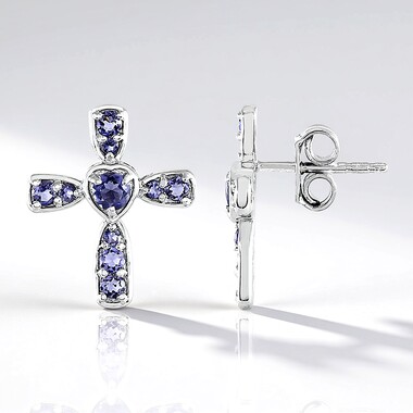 Pendientes en plata con Iolita