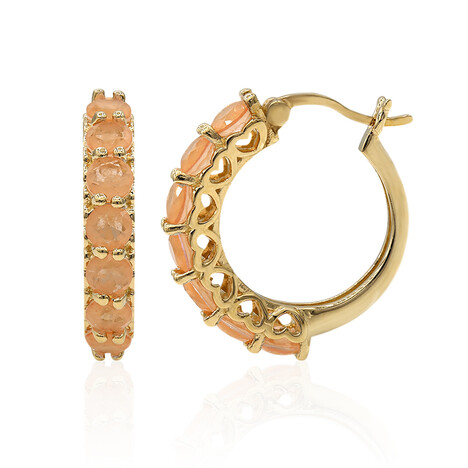 Pfirsichfarbener Pastell-Quarz-Silberohrringe