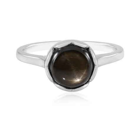 Zilveren ring met een zwarte ster saffier (de Melo Essence)