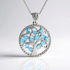 Collana in argento con Topazio Blu Svizzero