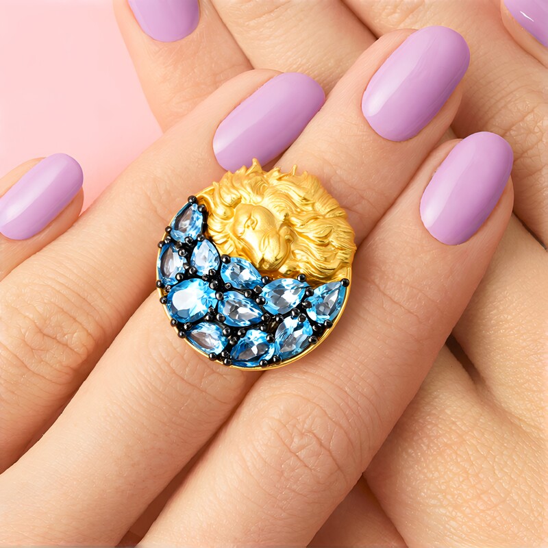 Bague en argent et Topaze bleu Suisse (Gems en Vogue)