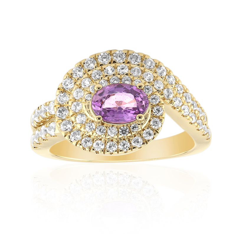 Sri Lankischer Lila Saphir 9K Gold Ring, 0,827ct