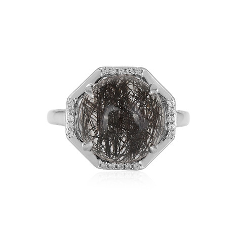 Schwarzer Rutilquarz-Silberring