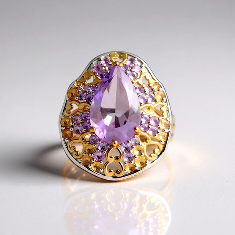 Anello in argento con Ametista Rose de France (Gems en Vogue)