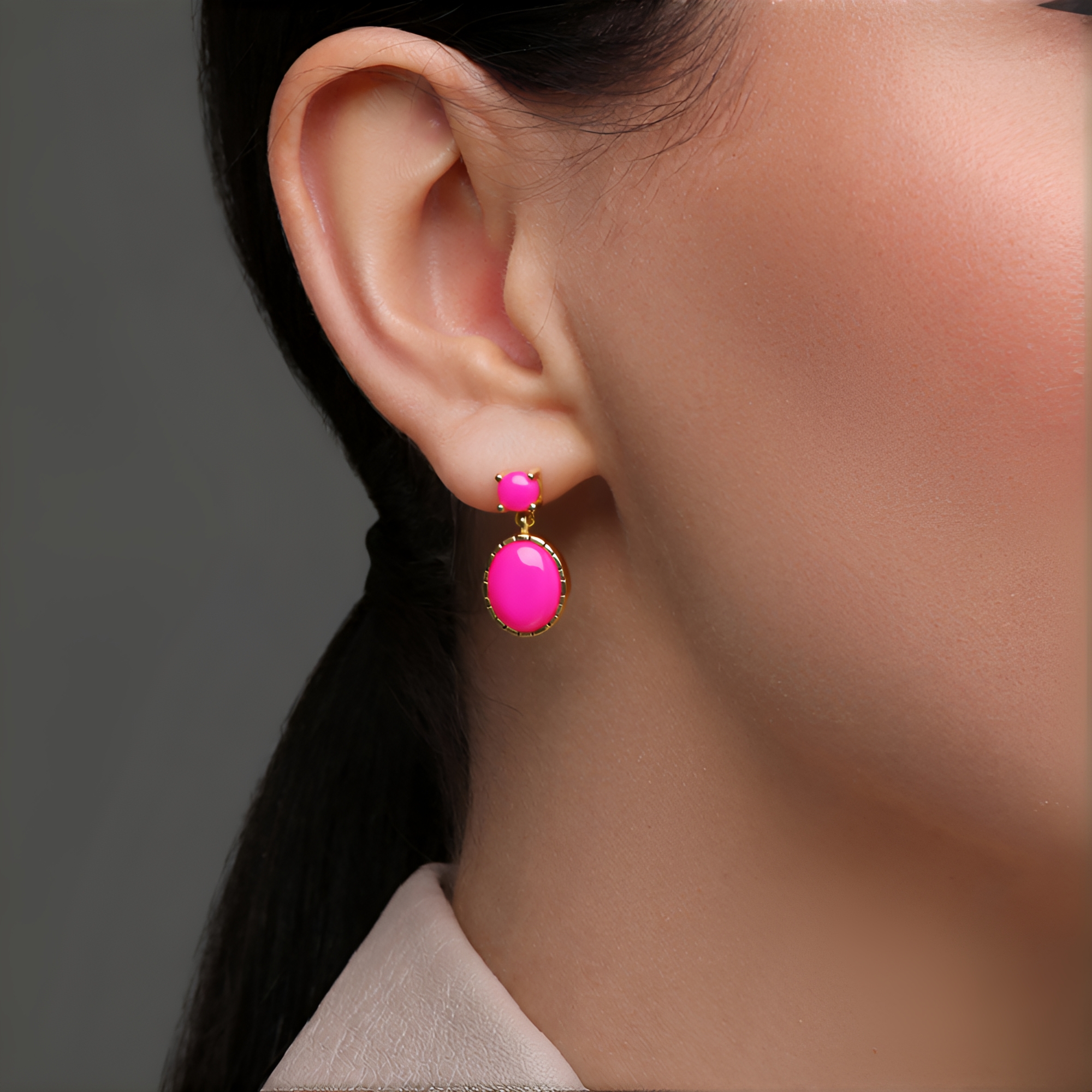 NKlaus Orecchini A Perno Argento 925 Placcati Oro Rosa Con Zirconi Bianchi - Diametro 2,3 Mm