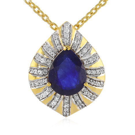 Collar en plata con Zafiro azul de Madagascar