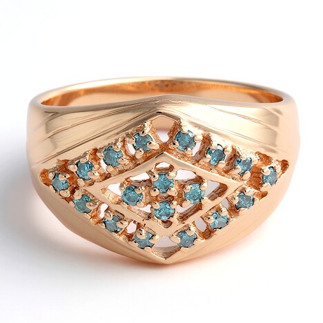 Anello da uomo placcato in oro con Diamante Fancy