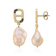 Boucles d'oreilles en argent et Perle de culture d'eau douce orange (TPC)