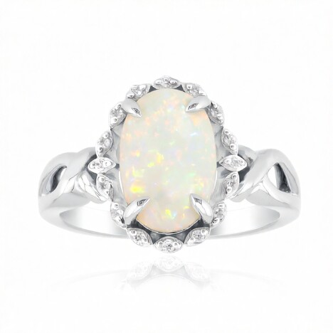 Anello in oro con Opale Bianco Brasiliano