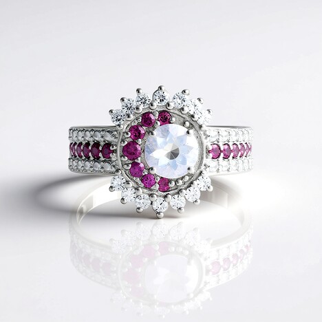 Bague en argent et Quartz bleu lunaire