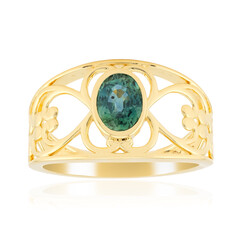 Zilveren ring met een Petrolkleurige saffier