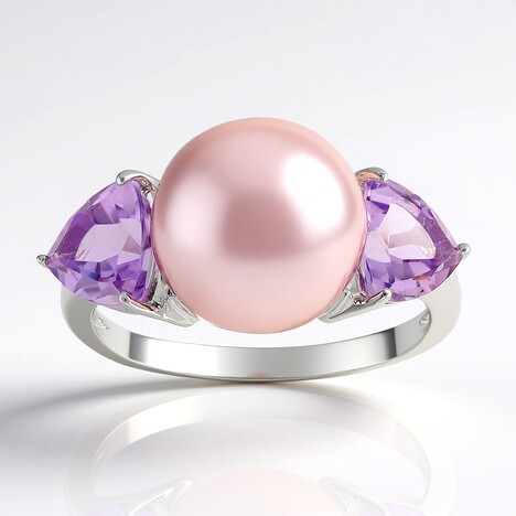 Anello in argento con Perla Ming Porpora (TPC)