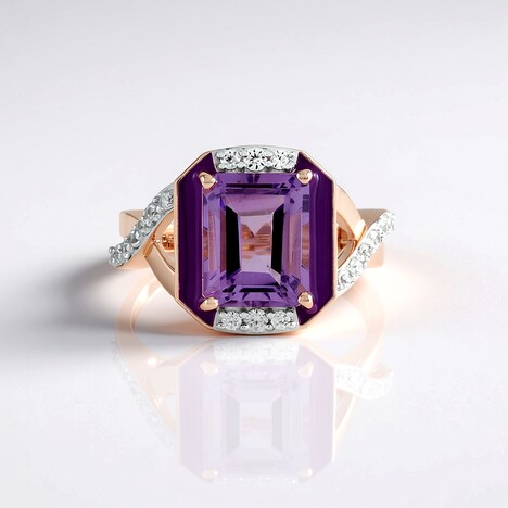 Anello in argento con Ametista Rose de France (Adela Silber)