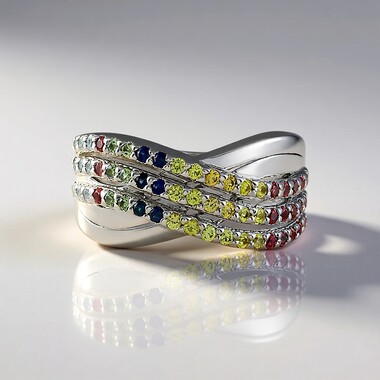 Anello in argento con Zaffiro Fancy