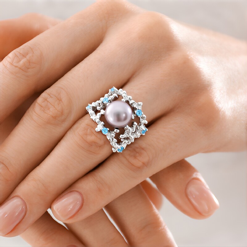 Anello in argento con Perla d'Acqua Dolce Argentata (TPC)