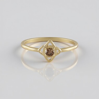 Anello in oro con Diamante Champagne I2
