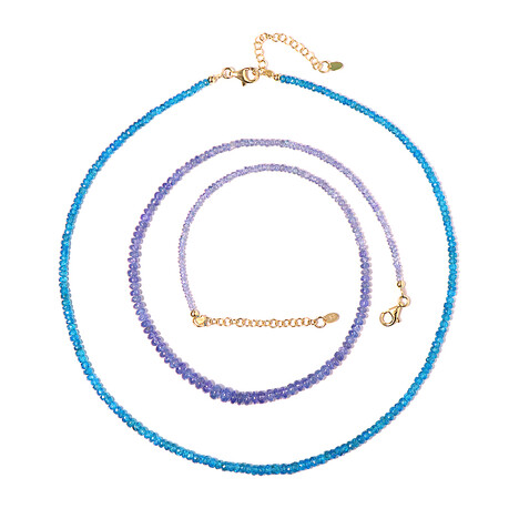 Parure en argent et Apatite bleu néon