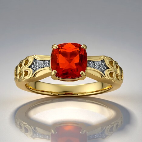 Anello in oro con Opale di Fuoco Messicano AAA