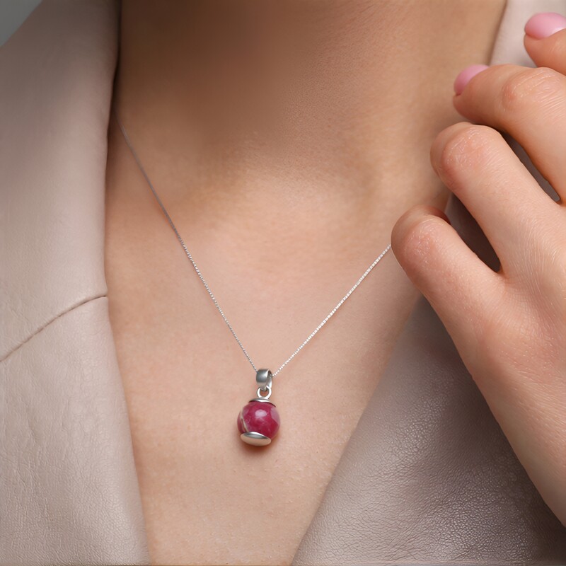 Rhodochrosite Silver Pendant