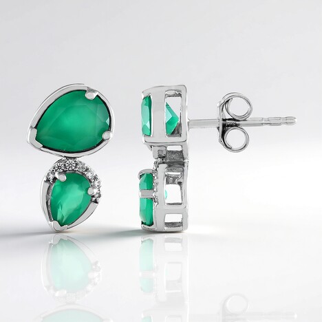 Orecchini in argento con Onice Verde