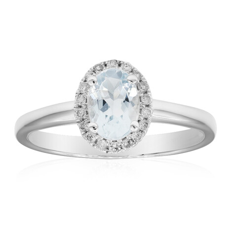 Gouden ring met een AAA Braziliaanse Aquamarijn