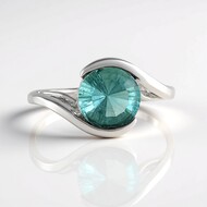 Zilveren ring met een petroleumkleur fluoriet (MONOSONO COLLECTION)