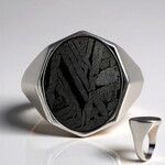 Anello in argento con Meteoriti di Aletai