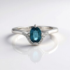 Anello in argento con Cianite Blu Foglia di Tè