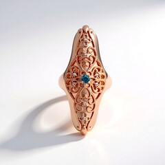 Anello placcato in oro con Diamante Blu