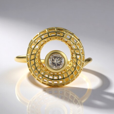 Anello in oro con Diamante Champagne I2 (Ornaments by de Melo)