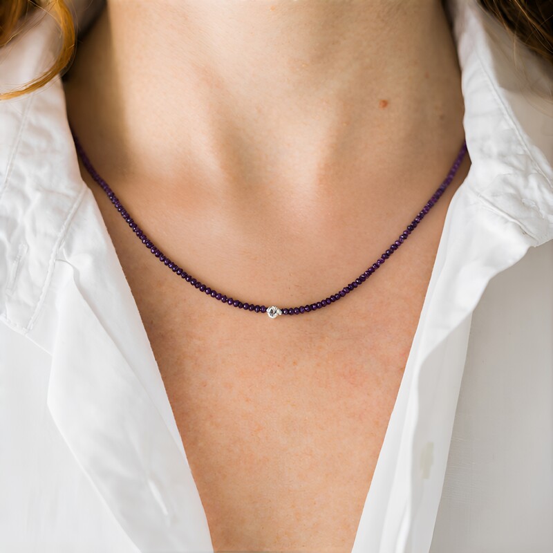 Collar en plata con Diamante púrpura (CUSTODANA)