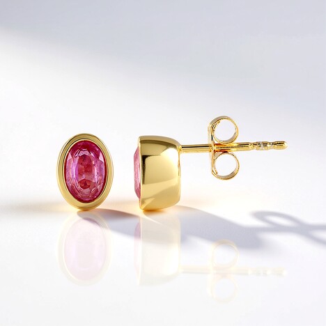 Orecchini in argento con Zaffiro Rosa del Madagascar