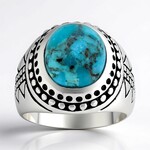 Bague en argent et Turquoise bleue de Mohavie (Jones Lee)