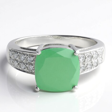 Anello in argento con Calcedonio Verde