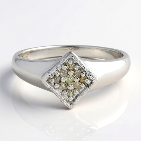 Anello placcato in platino con Diamante Cioccolato