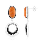 Zilveren oorbellen met Oranje stekelige oesters (Jones Lee)