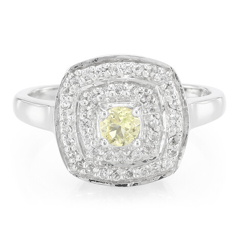 Anello in argento con Danburite Giallo Neon