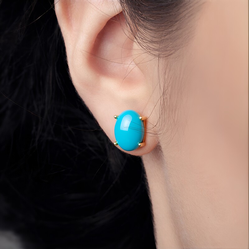 Sleeping Beauty-Türkis-Goldohrringe