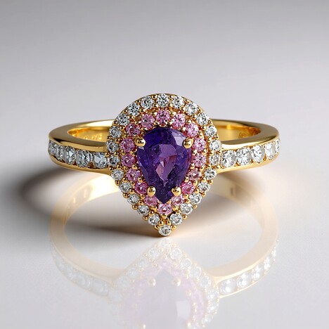 Anello in oro con Zaffiro Ceylon Porpora (Adela Gold)