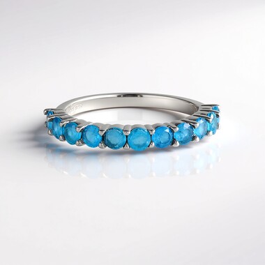 Neonblauer Apatit-Silberring