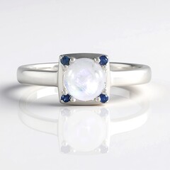 Anello in argento con Pietra di Luna Blu
